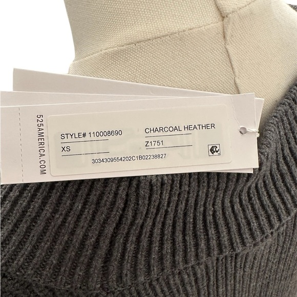 525 AMERICA Ellie Cotton V Neck Dress in Charcoal Heather Gray Women Size XS NWT - Picture 11 of 14